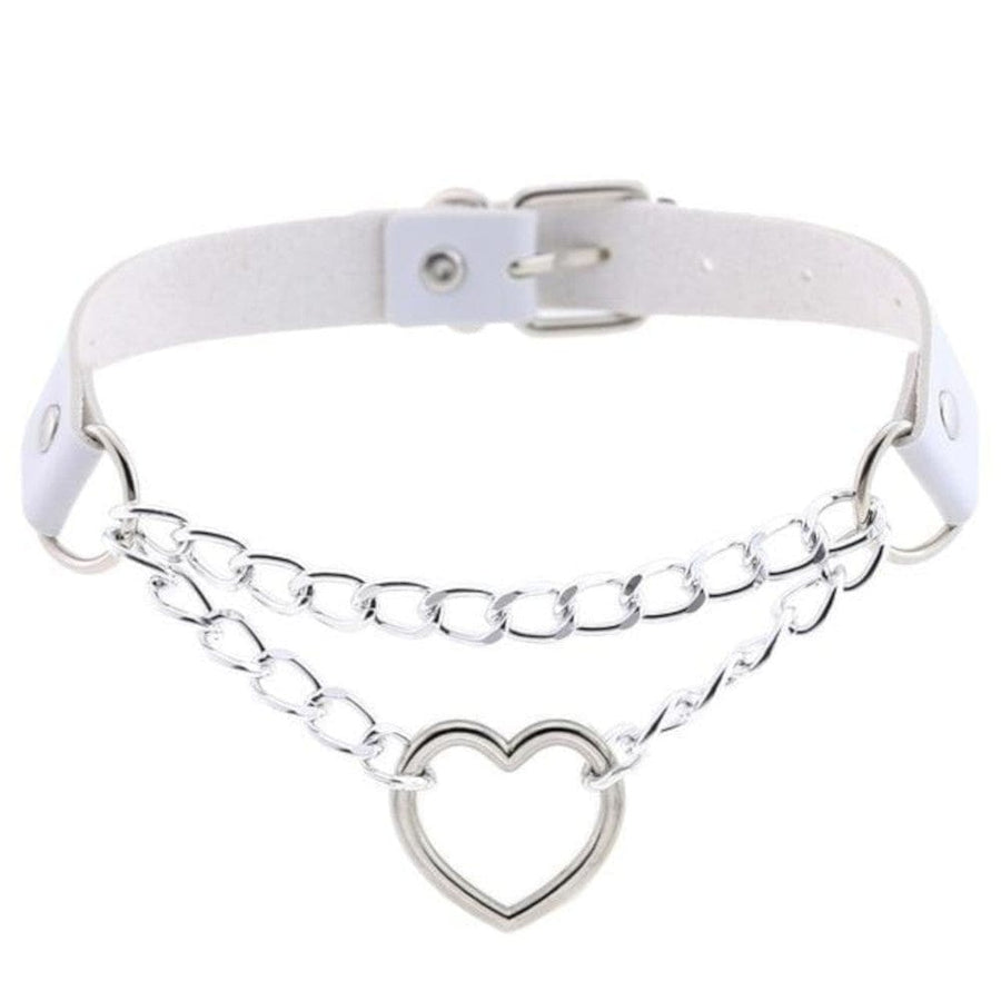 Leather Heart in Chains Choker, gallery view 3