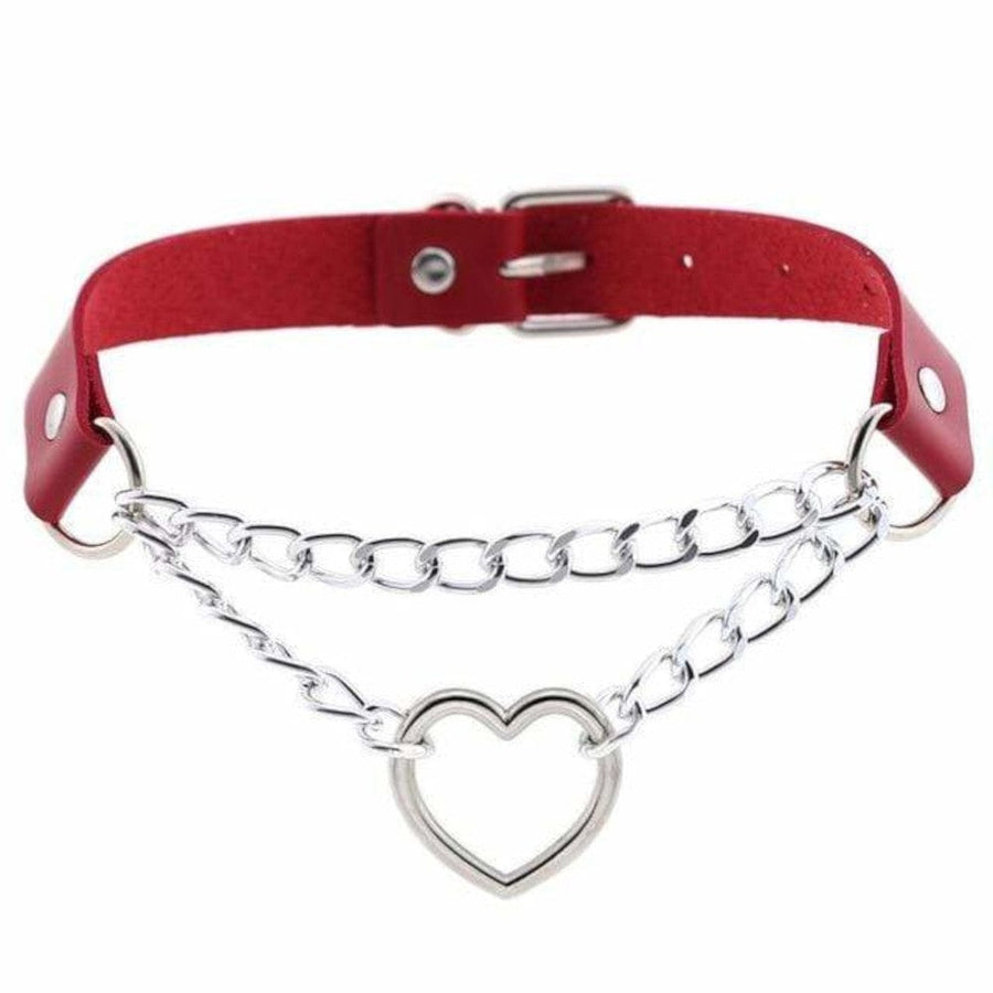 Leather Heart in Chains Choker, gallery view 5