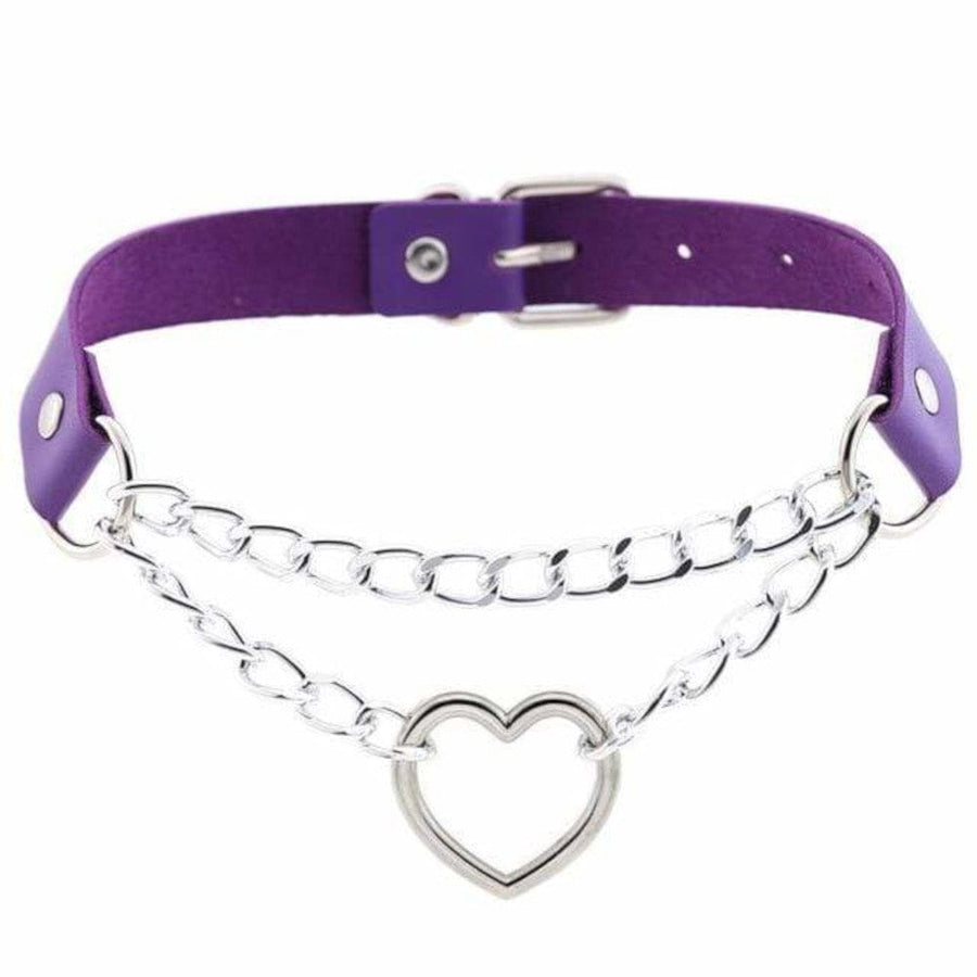 Leather Heart in Chains Choker, gallery view 6