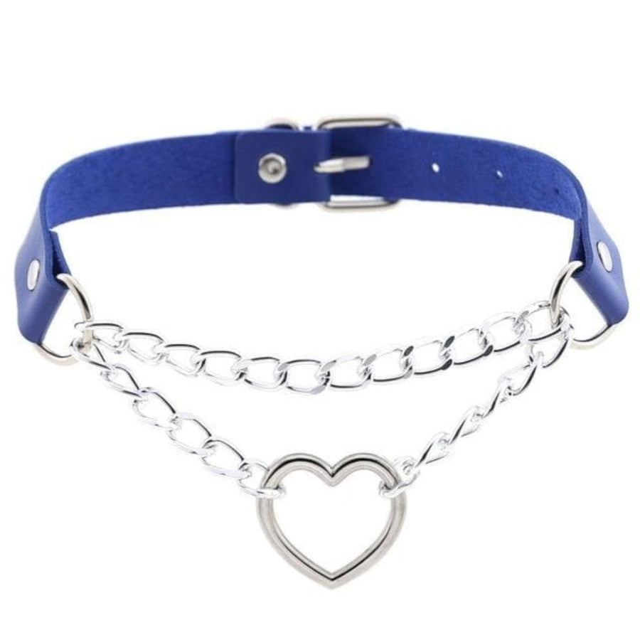 Leather Heart in Chains Choker, gallery view 2
