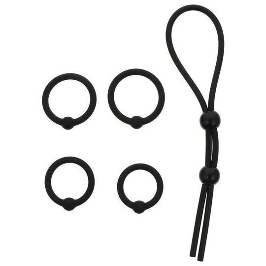 Black Silicone Cock and Ball Tie BDSM product view