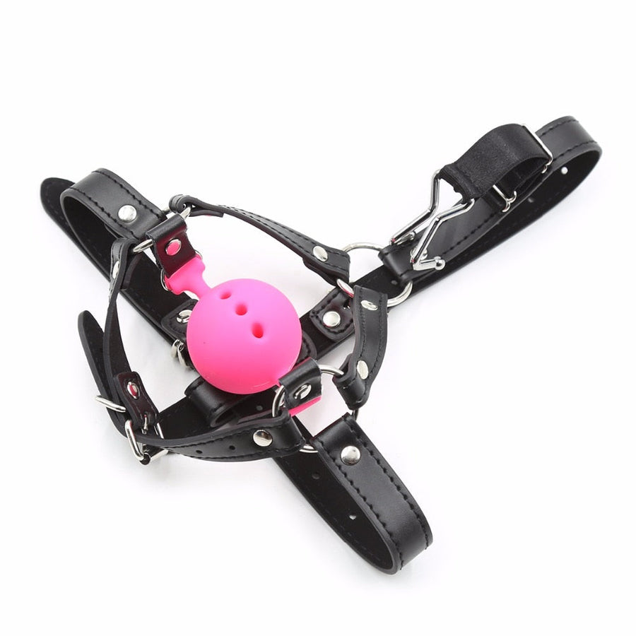 Unique Head Harness with Nose Hook Ball Gag, gallery view 9