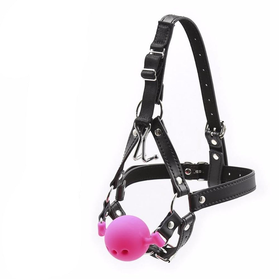 Unique Head Harness with Nose Hook Ball Gag product view