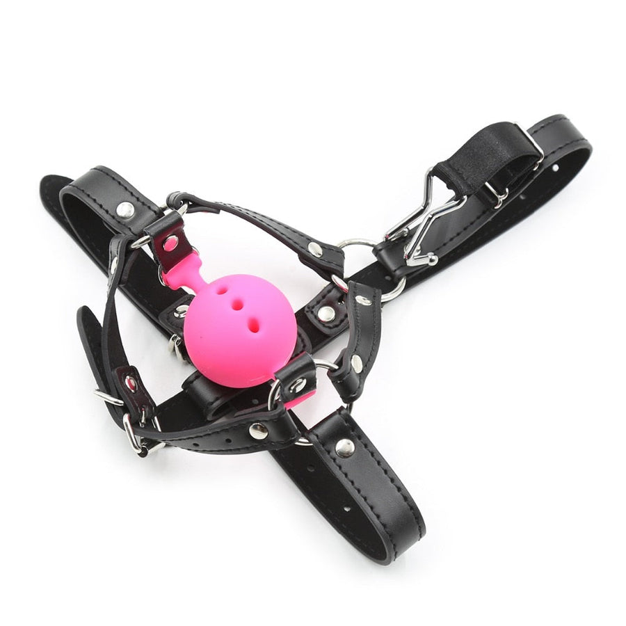Unique Head Harness with Nose Hook Ball Gag, gallery view 4