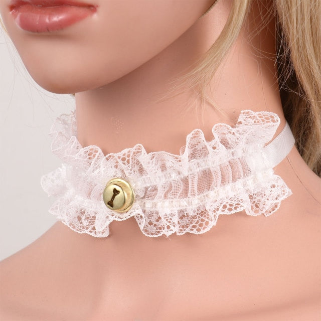Bimbo Ruffled Lace Choker BDSM DDLG, gallery view 2