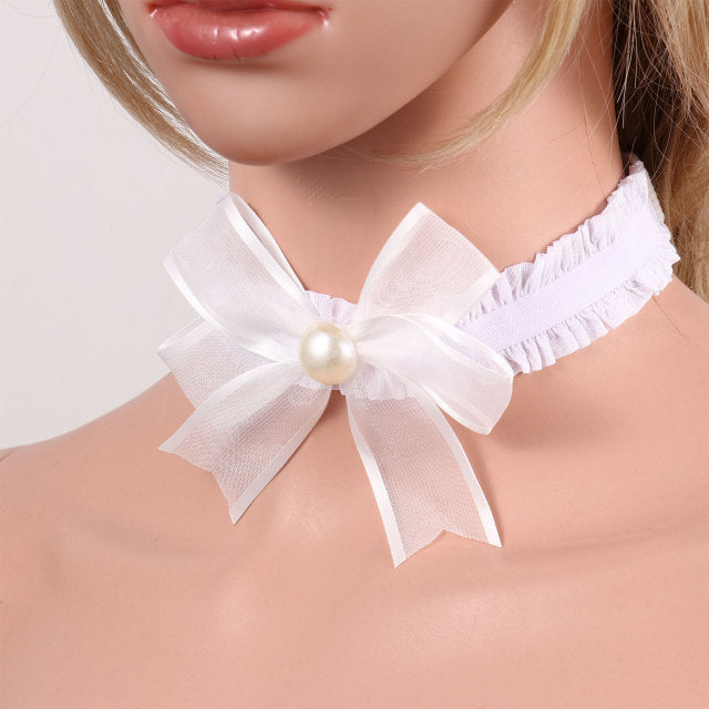 Bimbo Ruffled Lace Choker BDSM DDLG, gallery view 6