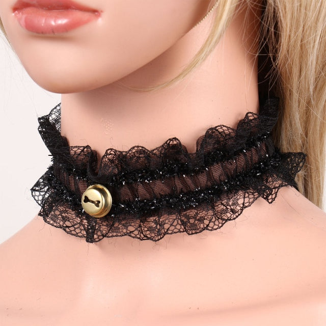 Bimbo Ruffled Lace Choker BDSM DDLG, gallery view 3
