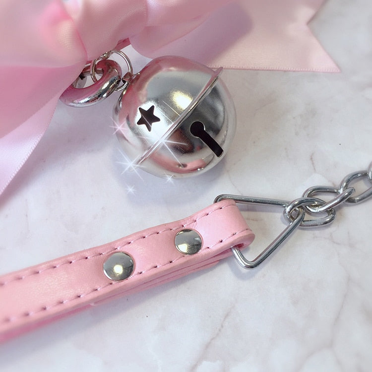 Pink Bow Collar & Lead Set BDSM, gallery view 3