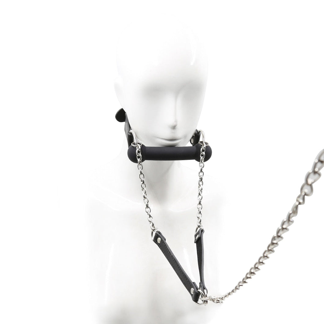 Shameful Dog Bone Ball Gag With Leash