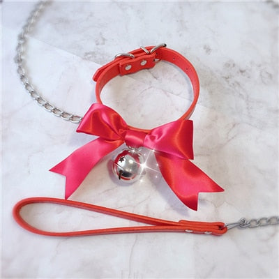 Pink Bow Collar & Lead Set BDSM, gallery view 12
