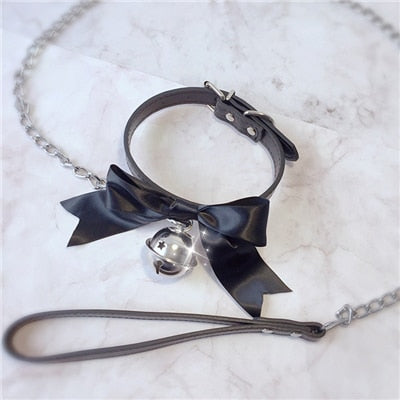 Pink Bow Collar & Lead Set BDSM, gallery view 9