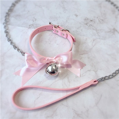 Pink Bow Collar & Lead Set BDSM, gallery view 13