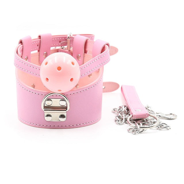 Slave Collar With Mouth Gag Ball BDSM, gallery view 4
