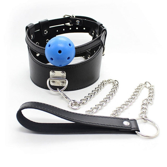 Slave Collar With Mouth Gag Ball BDSM, gallery view 5