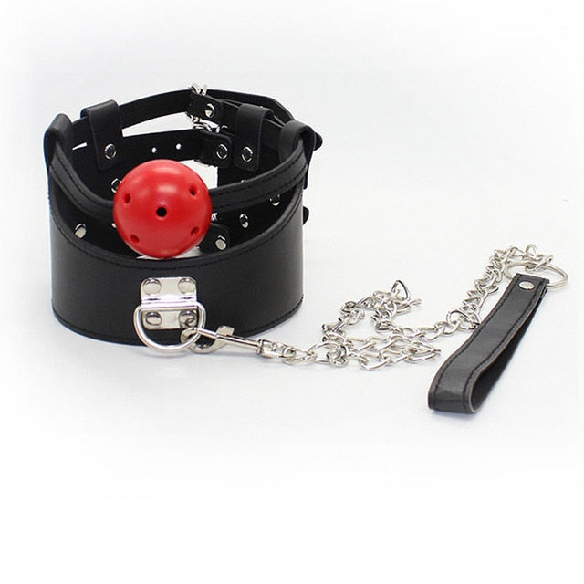 Slave Collar With Mouth Gag Ball BDSM, gallery view 3