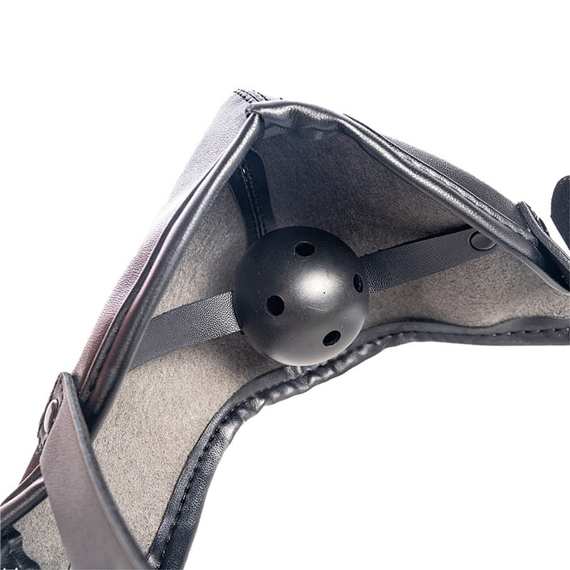 Black Breathable Gag Ball Mask, gallery view 4
