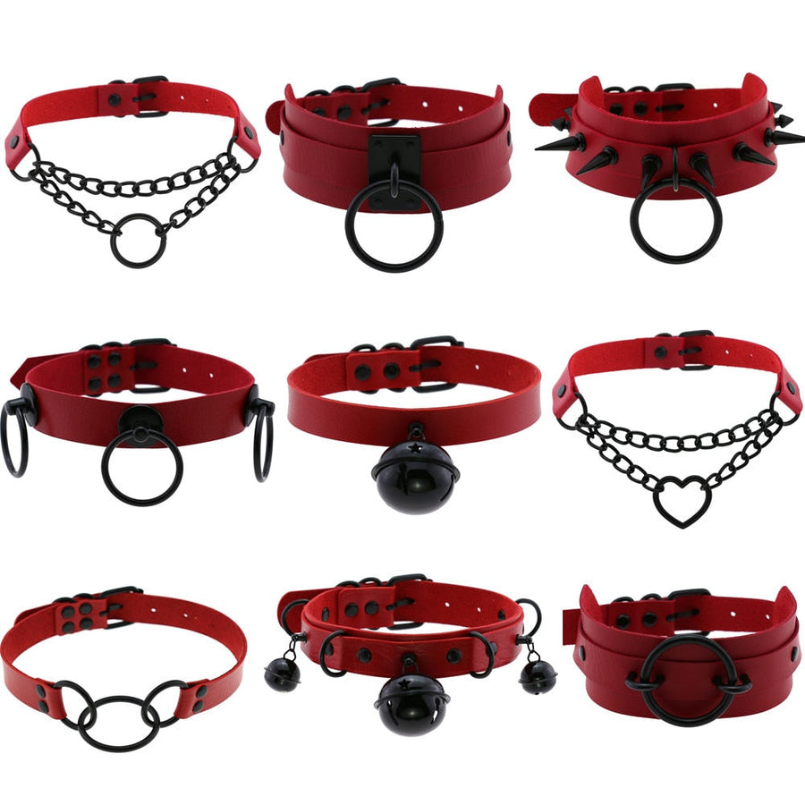 Submissive Slave Collar Choker (Red Collection) product view