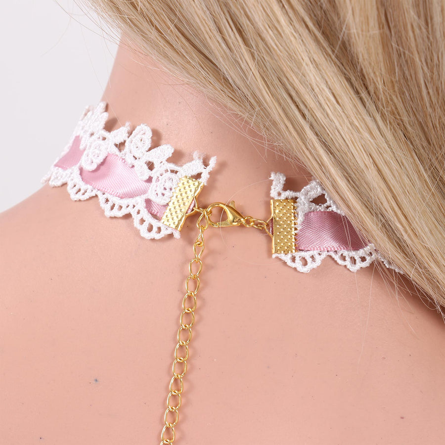 DDLG Ribbon & Lace Choker Necklace BDSM, gallery view 2