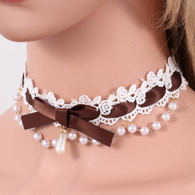 DDLG Ribbon & Lace Choker Necklace BDSM, gallery view 7