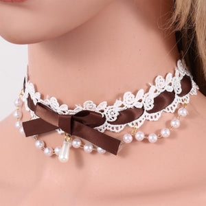 DDLG Halsband mit Band und Spitze, BDSM