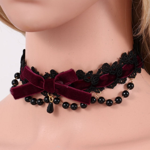 DDLG Ribbon & Lace Choker Necklace BDSM, gallery view 9