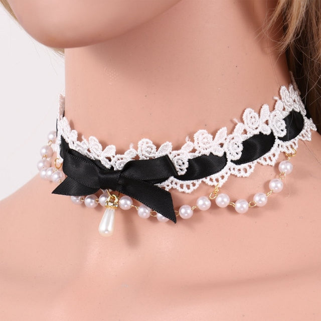 DDLG Ribbon & Lace Choker Necklace BDSM, gallery view 10