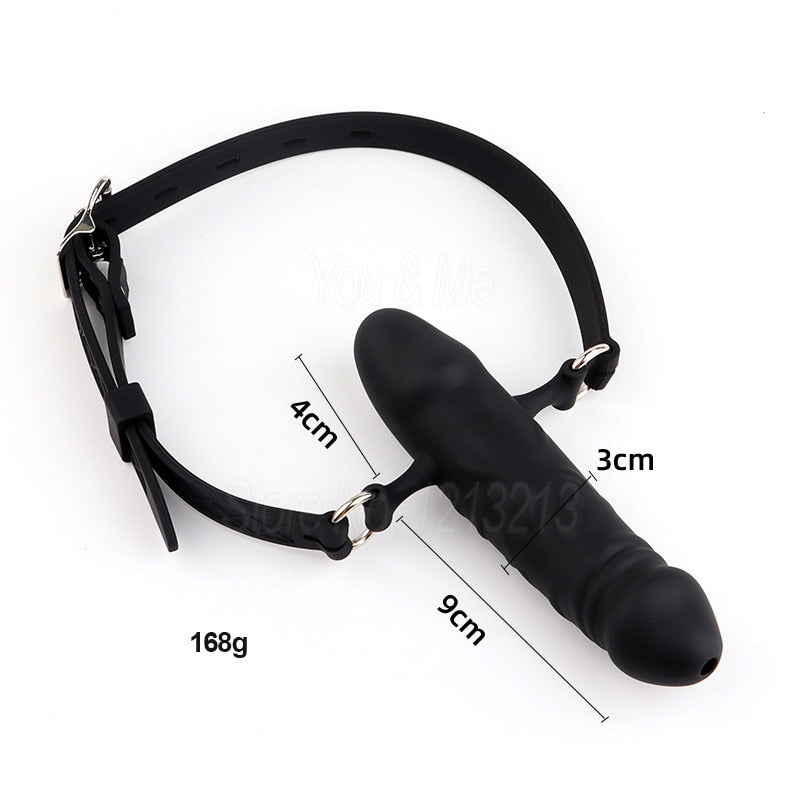 Black Double-Ended Open Mouth Dildo Gag, gallery view 2