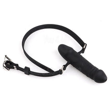 Load image into Gallery viewer, Black Double-Ended Open Mouth Dildo Gag
