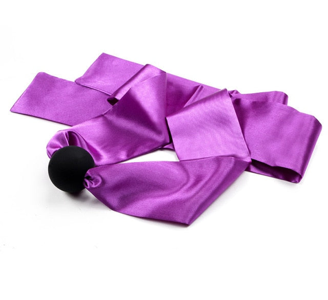 Polychromatic Luxury Satin Open Mouth Gag Ball, gallery view 13