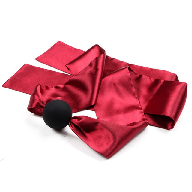 Polychromatic Luxury Satin Open Mouth Gag Ball, gallery view 12