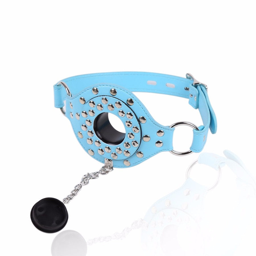 Leather Open Mouth Gag with Hole, gallery view 10