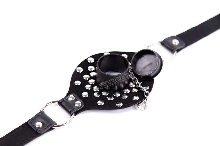 Leather Open Mouth Gag with Hole, gallery view 5