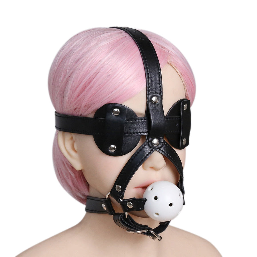 New Blindfold and Hard Ball Gag Harness, gallery view 2