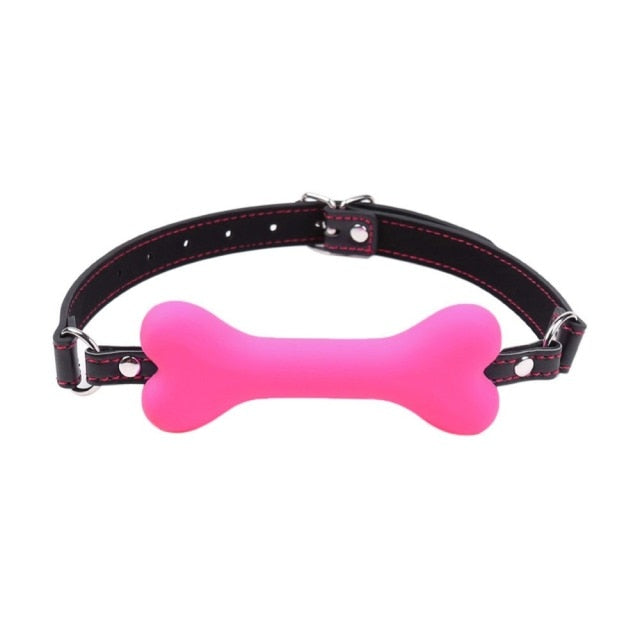 Multicolor Dog Bone Leather Harness Mouth Gag, gallery view 10