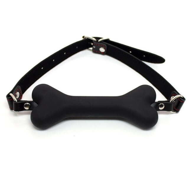 Multicolor Dog Bone Leather Harness Mouth Gag, gallery view 8