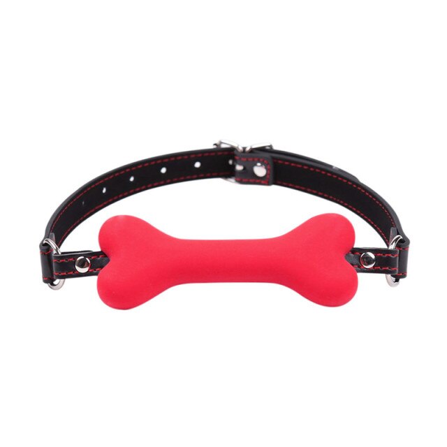 Multicolor Dog Bone Leather Harness Mouth Gag, gallery view 6