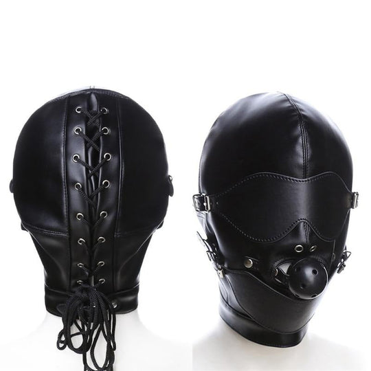 Black Bondage BDSM Mask Fetish Hood With Gag product view