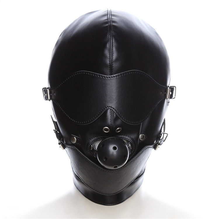 Black Bondage BDSM Mask Fetish Hood With Gag, gallery view 2