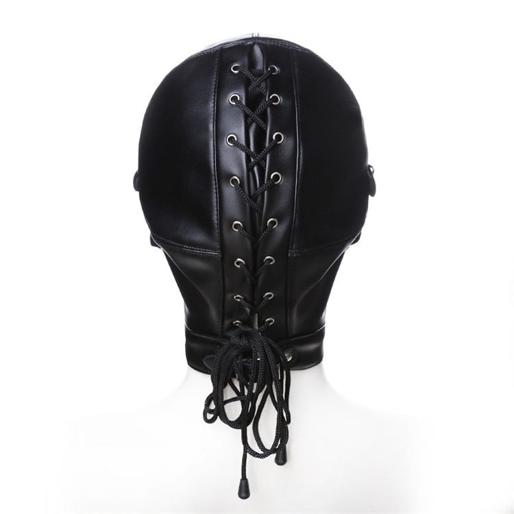 Black Bondage BDSM Mask Fetish Hood With Gag, gallery view 4