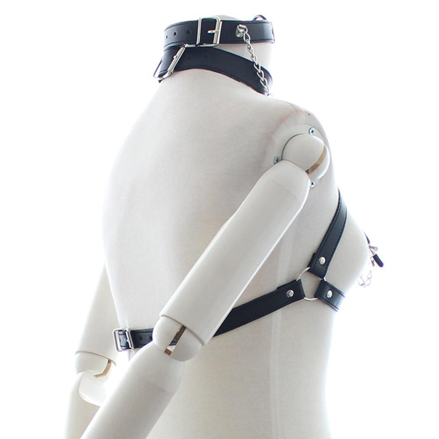 BDSM Leather Nipple Clamp Bra, gallery view 6