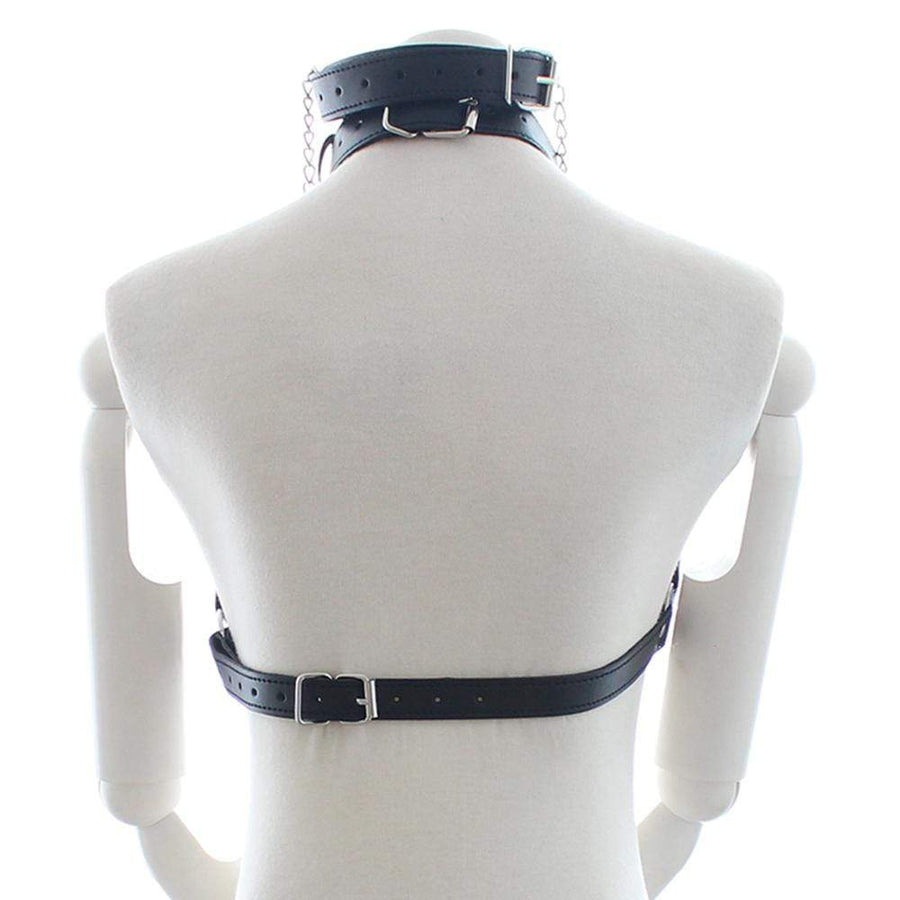 BDSM Leather Nipple Clamp Bra, gallery view 4