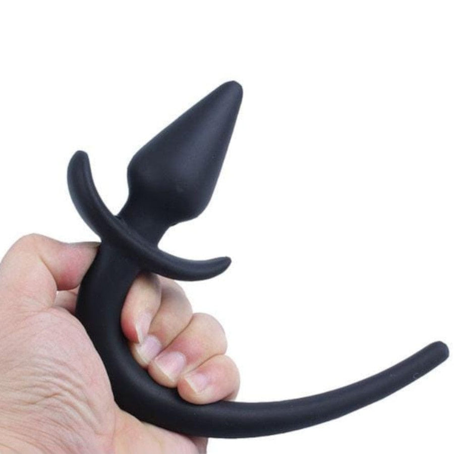 Black Silicone Dog Tail Butt Plug 11 Inches Long BDSM, gallery view 3