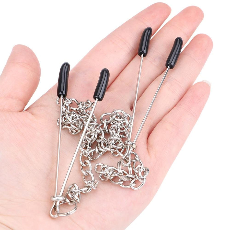 BDSM Chained Tweezers Nipple Clamps, gallery view 4