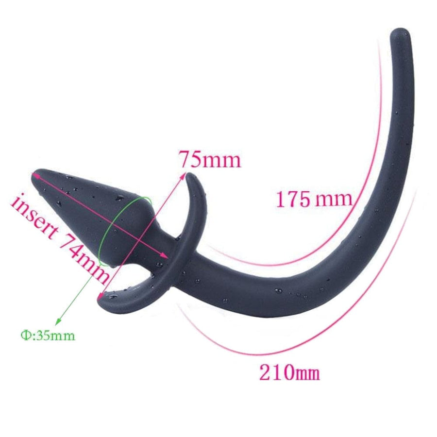 Black Silicone Dog Tail Butt Plug 11 Inches Long BDSM, gallery view 6