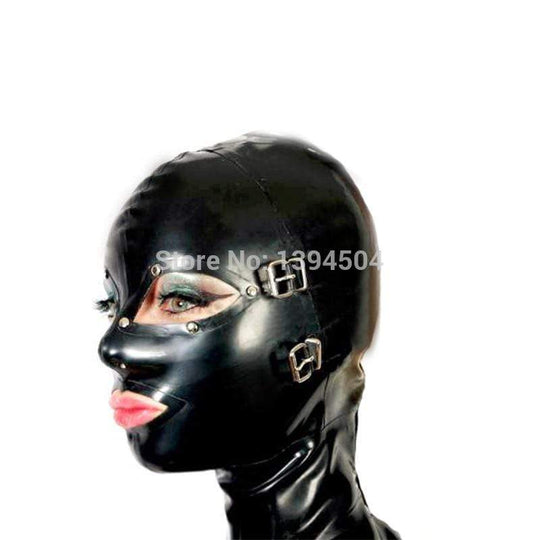 Cum Slut Latex Bondage Mask Helmet product view