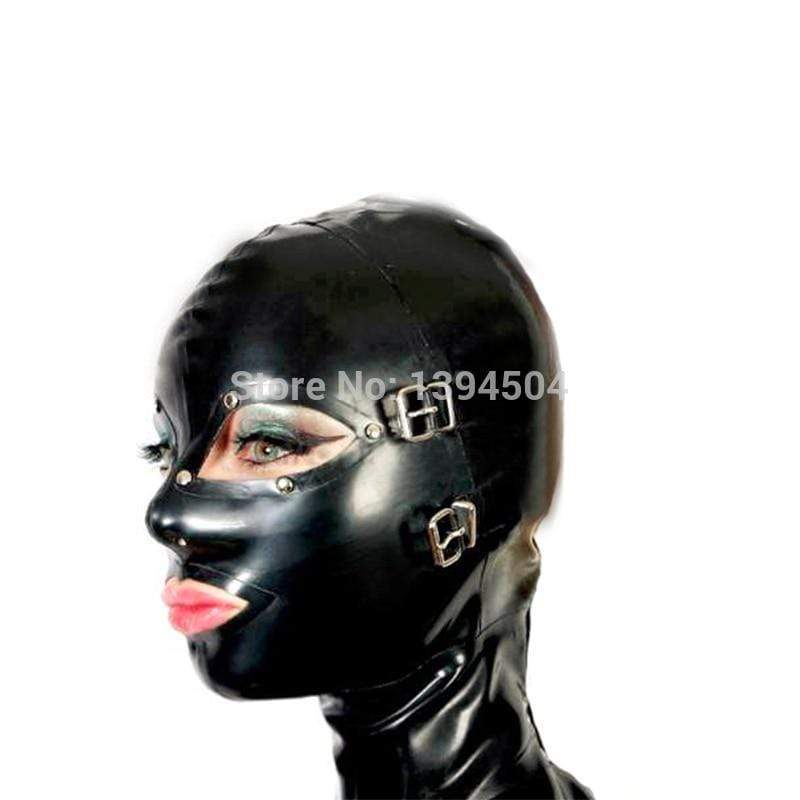 Cum Slut Latex Bondage Mask Helmet product view