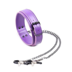 BDSM Slave Perfect Collar With Nipple Clamps