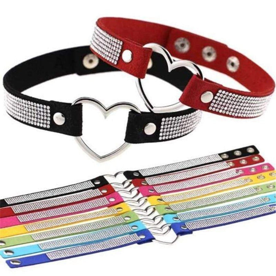 Velvety Rhinestone Choke Collar for Humans product view