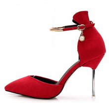 Load image into Gallery viewer, Sissy in Red Suede Pumps
