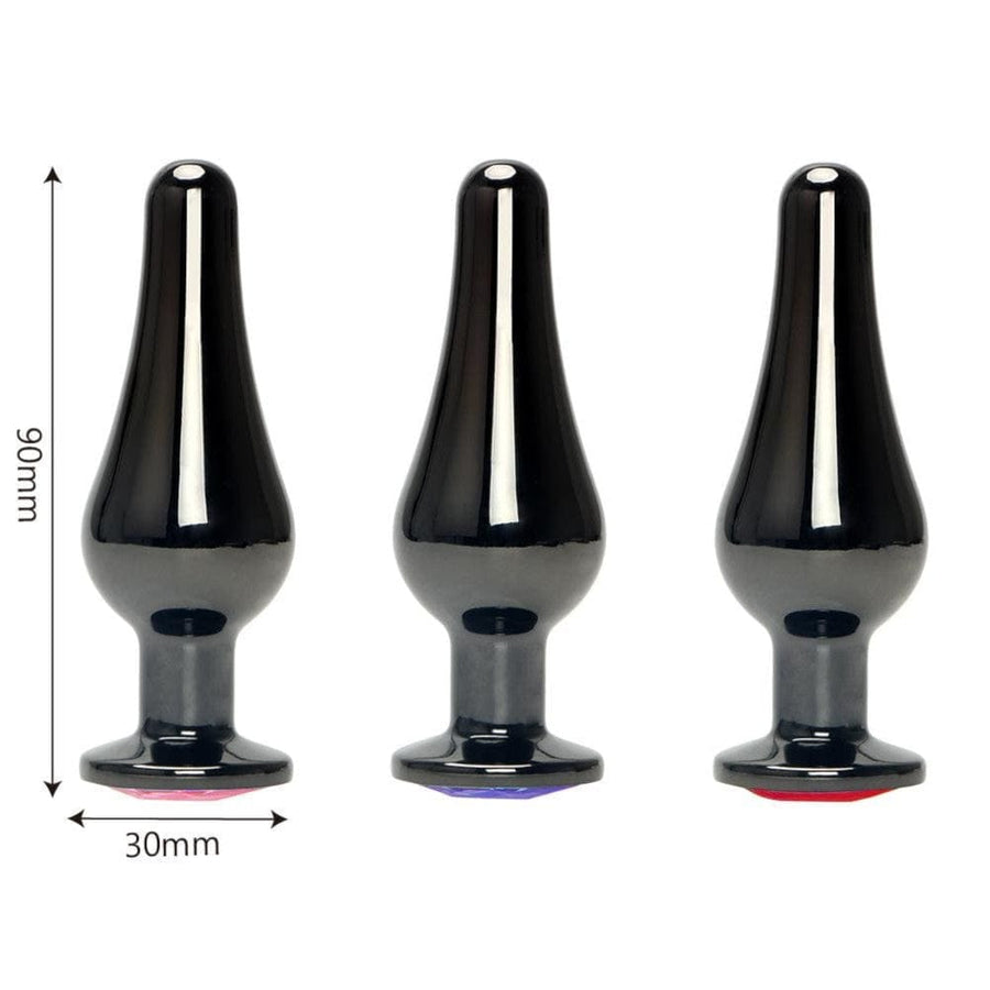 Gunmetal Pear-Shaped Jeweled Metal Butt Plug BDSM, gallery view 5